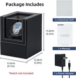 Mcbazel Automatic Single Watch Winder with Crocodile Leather Pattern - Black (W125E US Plug)