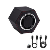 Hexagon PU Leather Automatic Single Watch Winder-Carbon Fiber(W147T)