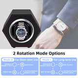 Hexagon PU Leather Automatic Single Watch Winder-Carbon Fiber(W147T)