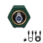 Hexagon PU Leather Automatic Single Watch Winder-Dark Green(W147C)