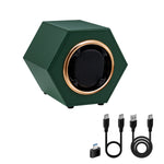 Hexagon PU Leather Automatic Single Watch Winder-Dark Green(W147C)