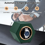 Hexagon PU Leather Automatic Single Watch Winder-Dark Green(W147C)