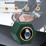 Hexagon PU Leather Automatic Single Watch Winder-Dark Green(W147C)