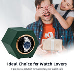 Hexagon PU Leather Automatic Single Watch Winder-Dark Green(W147C)