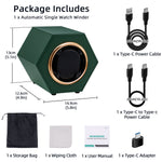 Hexagon PU Leather Automatic Single Watch Winder-Dark Green(W147C)