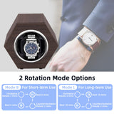Hexagon PU Leather Automatic Single Watch Winder- Wood Grain(W147M)