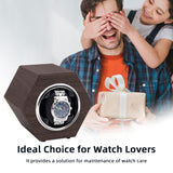 Hexagon PU Leather Automatic Single Watch Winder- Wood Grain(W147M)