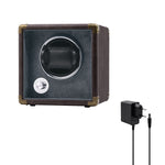 Customize PU Leather Automatic Single Watch Winder with LED Light-Brown(W140-EU Plug)