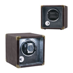 Customize PU Leather Automatic Single Watch Winder with LED Light-Brown(W140-EU Plug)