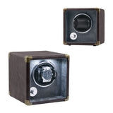 Customize PU Leather Automatic Single Watch Winder with LED Light-Brown(W140-EU Plug)