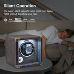 Customize PU Leather Automatic Single Watch Winder with LED Light-Brown(W140-EU Plug)