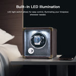 Customize PU Leather Automatic Single Watch Winder with LED Light-Brown(W140-EU Plug)
