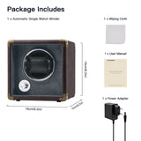 Customize PU Leather Automatic Single Watch Winder with LED Light-Brown(W140-EU Plug)