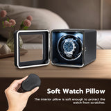 Mcbazel Rectangle PU Leather Automatic Single Watch Winder with LED Light-Carbon Fiber(W150T)