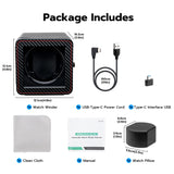 Mcbazel Rectangle PU Leather Automatic Single Watch Winder with LED Light-Carbon Fiber(W150T)