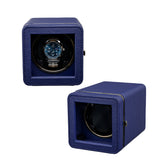 Mcbazel Rectangle PU Leather Automatic Single Watch Winder with LED Light-Blue(W150C)