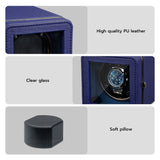Mcbazel Rectangle PU Leather Automatic Single Watch Winder with LED Light-Blue(W150C)