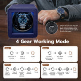 Mcbazel Rectangle PU Leather Automatic Single Watch Winder with LED Light-Blue(W150C)