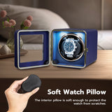 Mcbazel Rectangle PU Leather Automatic Single Watch Winder with LED Light-Blue(W150C)