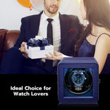 Mcbazel Rectangle PU Leather Automatic Single Watch Winder with LED Light-Blue(W150C)