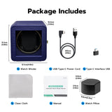 Mcbazel Rectangle PU Leather Automatic Single Watch Winder with LED Light-Blue(W150C)