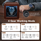 Mcbazel Rectangle PU Leather Automatic Single Watch Winder with LED Light-Brown(W150F)