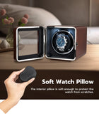 Mcbazel Rectangle PU Leather Automatic Single Watch Winder with LED Light-Brown(W150F)