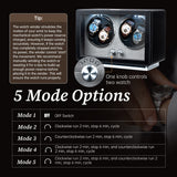 Mcbazel Rectangle PU Leather Automatic Watch Winder With 4 Watch Positions, Dual Watch Dials and LED Light - Black