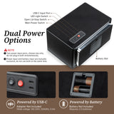 Mcbazel Rectangle PU Leather Automatic Watch Winder With 4 Watch Positions, Dual Watch Dials and LED Light - Black