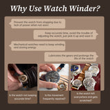 Mcbazel Rectangle PU Leather Automatic Watch Winder With 4 Watch Positions, Dual Watch Dials and LED Light - Black