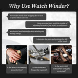 Mcbazel Rectangle PU Leather Automatic Watch Winder With 2 Watch Positions, Dual Watch Dials and LED Light - Black (W161B)