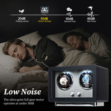 Mcbazel Rectangle PU Leather Automatic Watch Winder With 2 Watch Positions, Dual Watch Dials and LED Light - Black (W161B)