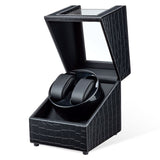 Mcbazel Automatic Dual Watch Winder with Crocodile Leather Pattern-Black