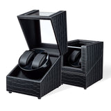 Mcbazel Automatic Dual Watch Winder with Crocodile Leather Pattern-Black