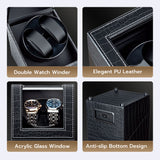 Mcbazel Automatic Dual Watch Winder with Crocodile Leather Pattern-Black