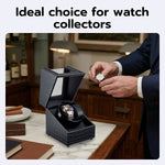 Mcbazel Automatic Dual Watch Winder with Crocodile Leather Pattern-Black