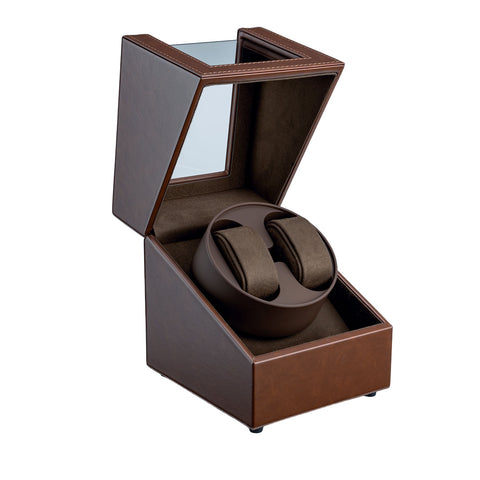 Mcbazel PU Leather Automatic Dual Watch Winder-Brown
