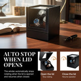 Automatic Three-Watch Winder with Open Cover Stop Function-Black(SKW113PU-3W/AM)