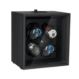 Ebony Pattern Automatic Four-Watch Winder with Cover - Black(SKW131-G/AM)