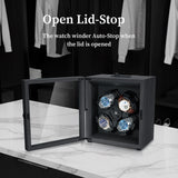 Ebony Pattern Automatic Four-Watch Winder with Cover - Black(SKW131-G/AM)