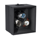 Ebony Pattern Automatic Three-Watch Winder with Cover - Black(SKW130-G/AM)