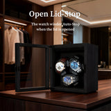 Ebony Pattern Automatic Three-Watch Winder with Cover - Black(SKW130-G/AM)