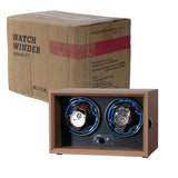 Walnut Pattern Automatic Double Watch Winder with Blue LED Light- SKW142-FT