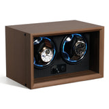 Walnut Pattern Automatic Double Watch Winder with Blue LED Light- SKW142-FT