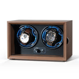 Walnut Pattern Automatic Double Watch Winder with Blue LED Light- SKW142-FT
