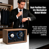 Walnut Pattern Automatic Double Watch Winder with Blue LED Light- SKW142-FT
