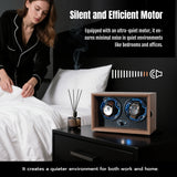 Walnut Pattern Automatic Double Watch Winder with Blue LED Light- SKW142-FT