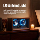 Walnut Pattern Automatic Double Watch Winder with Blue LED Light- SKW142-FT