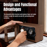 Walnut Pattern Automatic Double Watch Winder with Blue LED Light- SKW142-FT