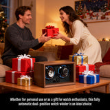 Walnut Pattern Automatic Double Watch Winder with Blue LED Light- SKW142-FT